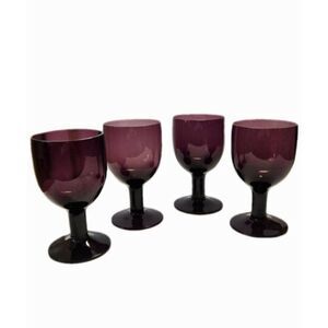 MCM Saara Hopea Untracht Nuutajärvi Amethyst Crystal 6" Goblet Set of 4